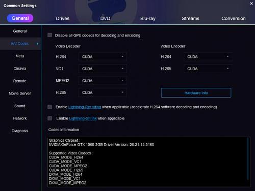 Nvidia card support GTX 1060 Nvidia CUDA hardware acceleration